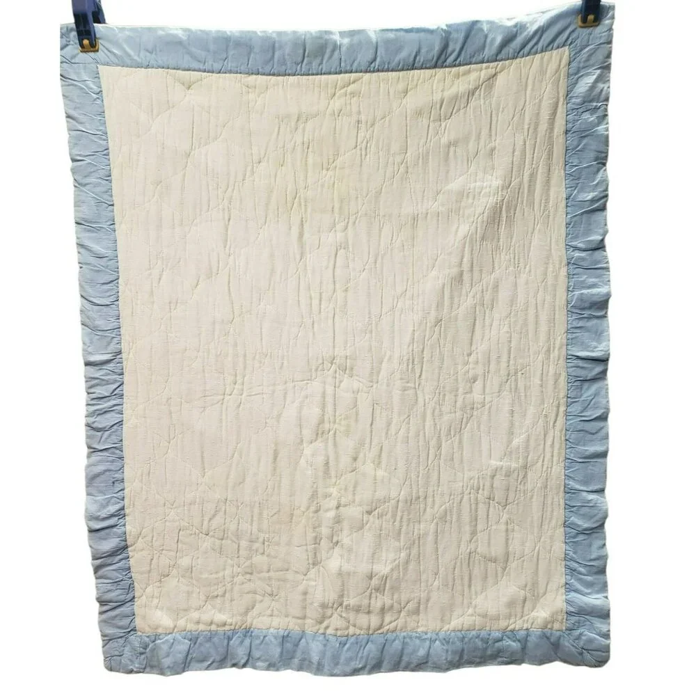 Handmade Baby Quilt, Animal Applique, Blue & White 33